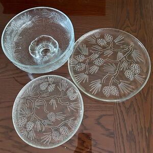 Lot of 3 - Tiara Glass Ponderosa Pine
